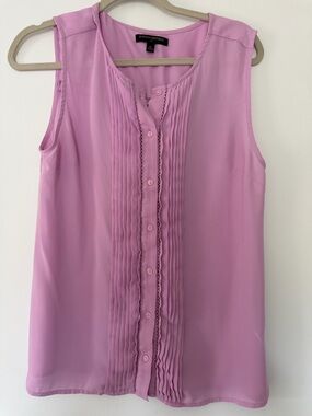 Banana Republic Lavendar Sleeveless Pleated Button-Front Blouse women size M